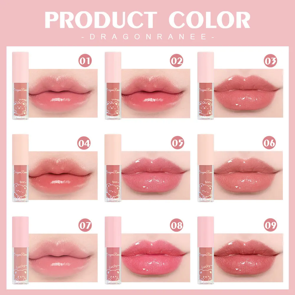 Water Light Glass Lip Glaze Hydrating Mirror Lips Oil Nourishing Moisturizing Pearlescent Glitter Cute Tootsie Mini Lip Gloss 4