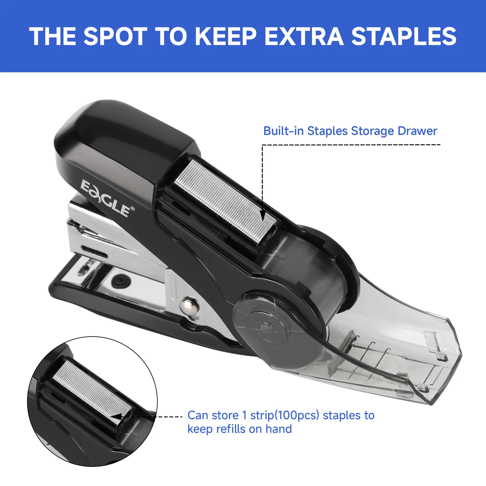 Eagle Mini Stapler With 1000 Staple Saving Stapling Force 50% Built in Staple Remover School Office Binding Supplies | push stapler,mini stapler set,hand stapler,staple remover,staple nails set