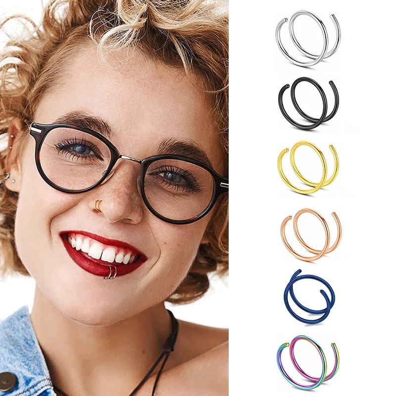 Nose Rings 1 Pcs 8mm Spiral 316L Stainless Steel Cartilage Earrings Body Piercing Jewelry