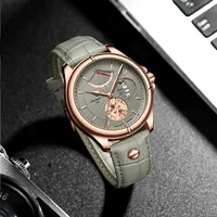 POEDAGAR Sports Casual Man Watch Date Waterproof Luminous Leather Chronograph Men's Watch Business Luxury Quartz Watches For Men