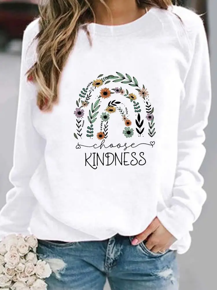 

Letter Plant Trend Fashion O-neck Pullover Clothes Autumn Winter Spring Clothing Print Women Graphic Fleece Sweatshirts