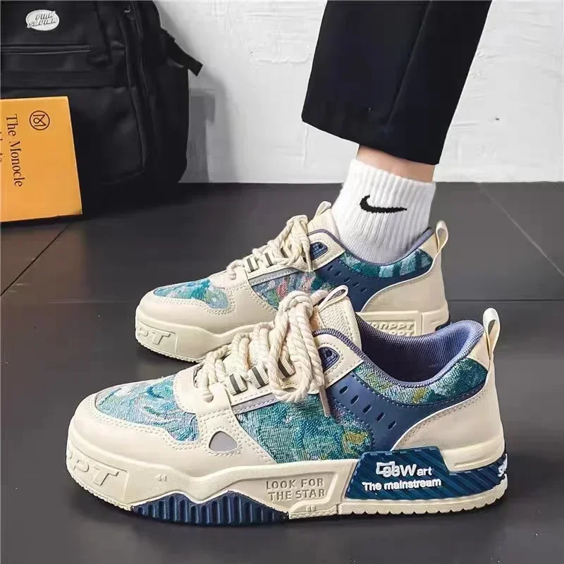 

2024 New China-Chic Men's Shoes Breathable Fashion Versatile Small crowd Original Casual Board Shoes Thick soled Anti slip