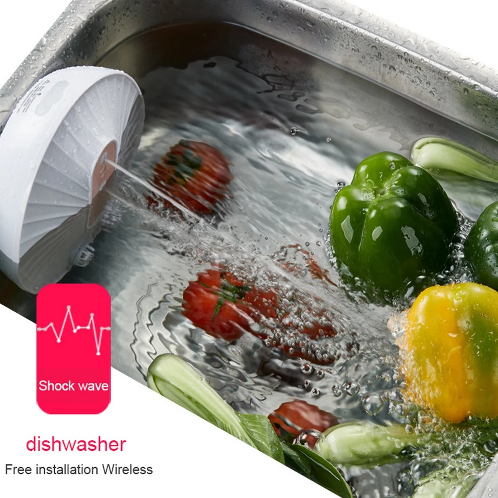 

Ultrasonic Dishwasher USB Rechargeable Fruits Vegetables Washing Machine Cleaner Kitchen Cleaning Dish Bowl Pan Sink Washer Set