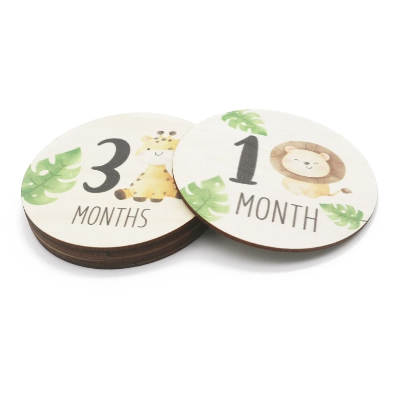 Wooden Milestone Cards 6 Pack Baby milestone cards Infant discs Birth for baby shower-Newborn photography gift