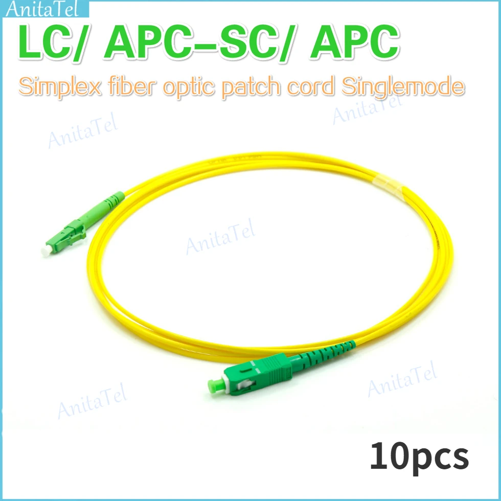 10pcs/bag LC/ APC-SC/ APC Simplex Fiber Optic Patch Cord SC - LC Single-mode 9/125 SM FTTH Optical Jumper Cable