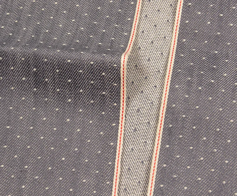 10 oz Grey Selvedge Denim Jacquard Fabric Tiny Spots Denim Dress Material Jean Jacket Cloth By The Yard W183513DY
