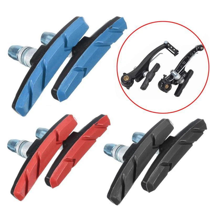 1/2pairs Durable Bicycle Silent Brake Pads Cycling V Brake Holder Pads