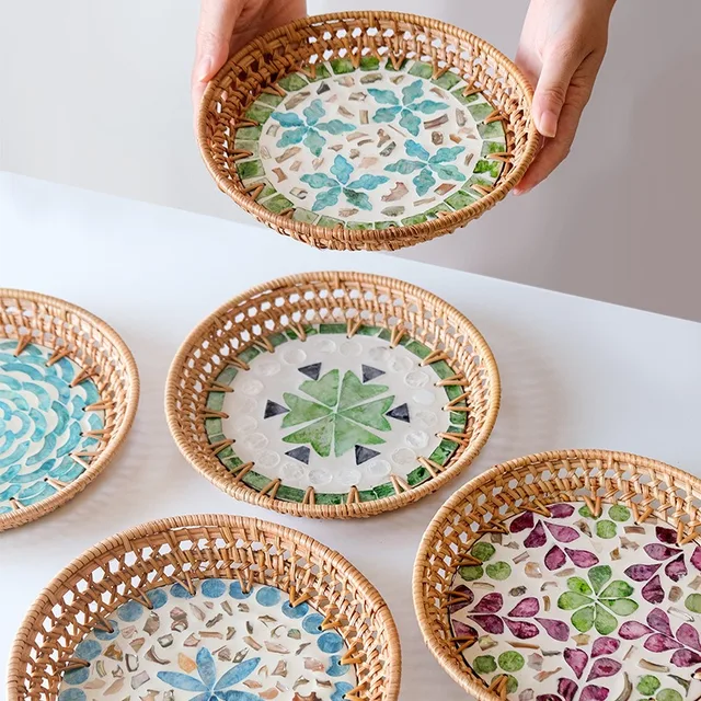 Handwoven Rattan Snack Tray 2