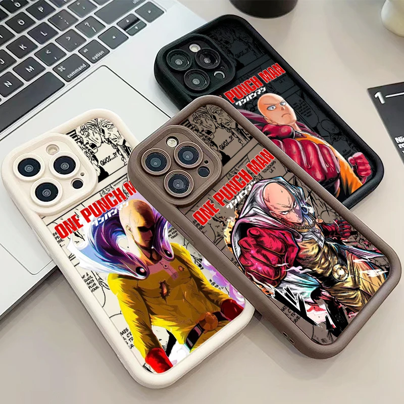 Сайтама с одним дыроколом для Apple iPhone 15 14 13 12 11 XS XR X 8 7 Pro Max Plus, мягкий чехол для телефона с лестницей для глаз