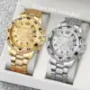 2PCS Fashion Men Business Watches Luxury Large Dial Mens Quartz Watch Set Relogio Masculino（Without Box） 4