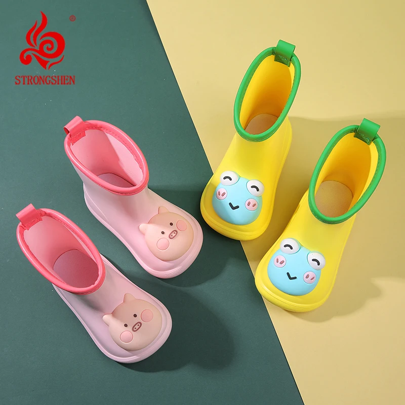 STRONGSHEN Children's Rain Boots Toddler Infant Boys Girls EVA Water Shoes Waterproof Non-Slip Cute Cartoon Shoes Bota Infantil strongshen kid cartoon cute dinosaur unicorn rain boots for boys girls waterproof pvc rubber non slip toddler kids water boots