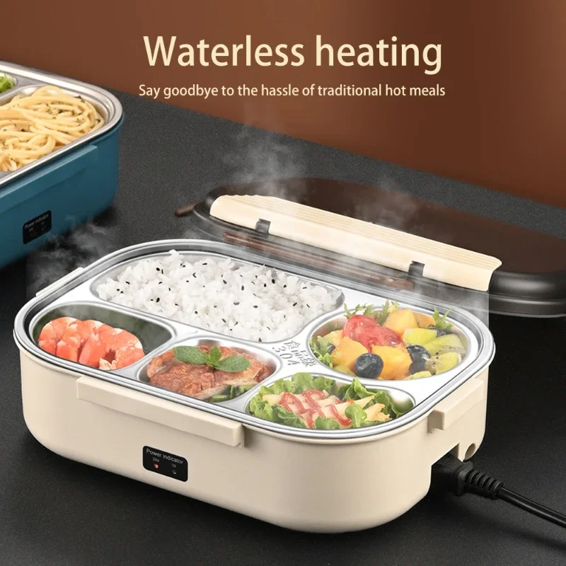 

Electric Heated Lunch Boxes Stainless Steel Food Insulation Bento Lunch Box Camping Home Car Keep Warm Lunch Box 1.2L 12V/220V