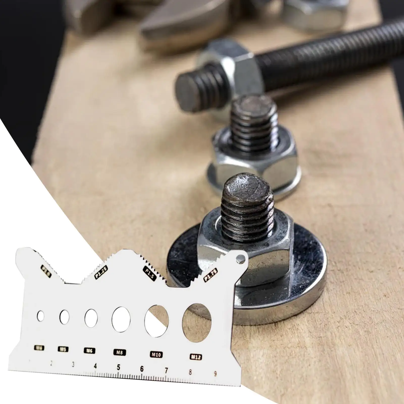 Bolt Gauge Sizing Tool Nut Bolt Thread Gauge Portable Standard Accurate Stainless Double-sided Identifier for Workshop Repair