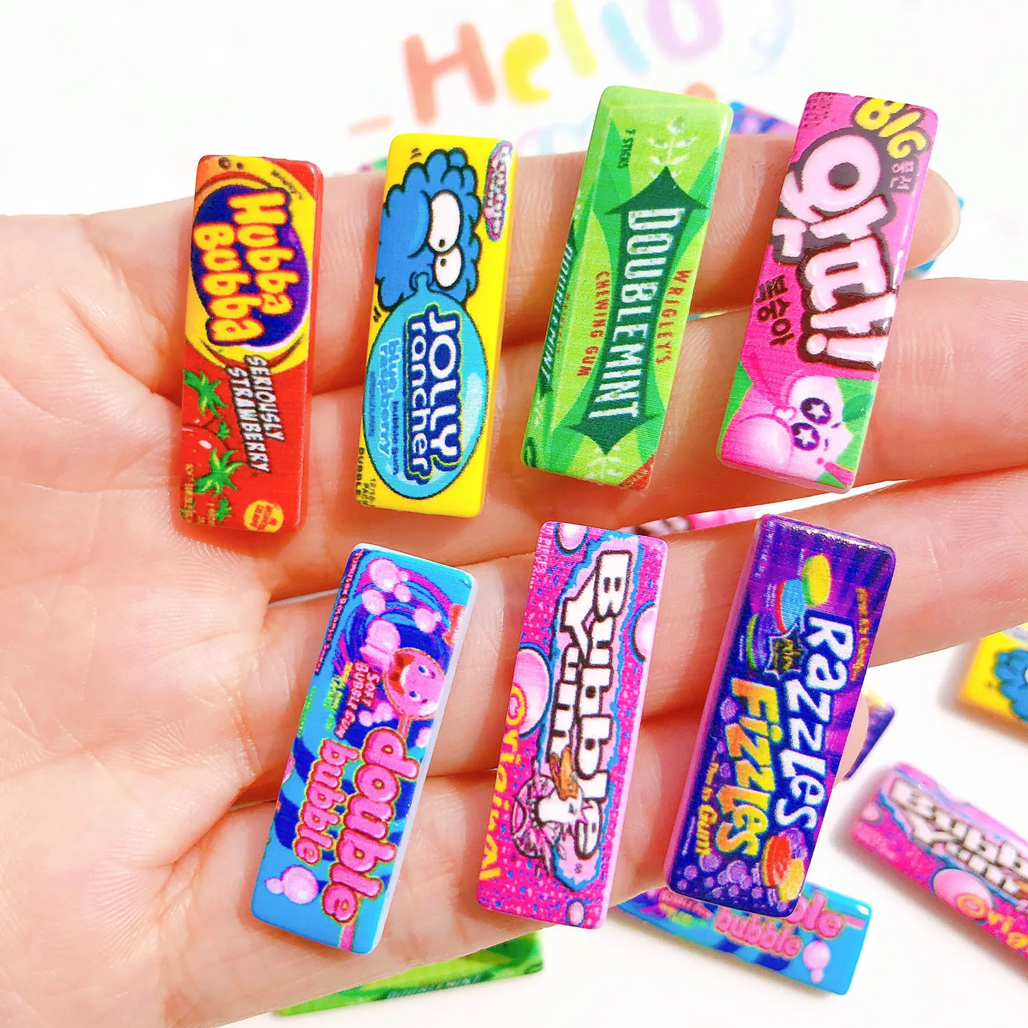 Resin Crafts Accessories 10Pcs Simulation Candy Chocolate Resin Charms Flatback Cabochon Kawaii Doll house Decoration DIY Scrapbooking