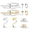 ZPF S925 Sterling Silver Golden Green Eyed Snake Animal Ring Earrings Bracelet Women Luxury Advanced Design Classic New Jewelry