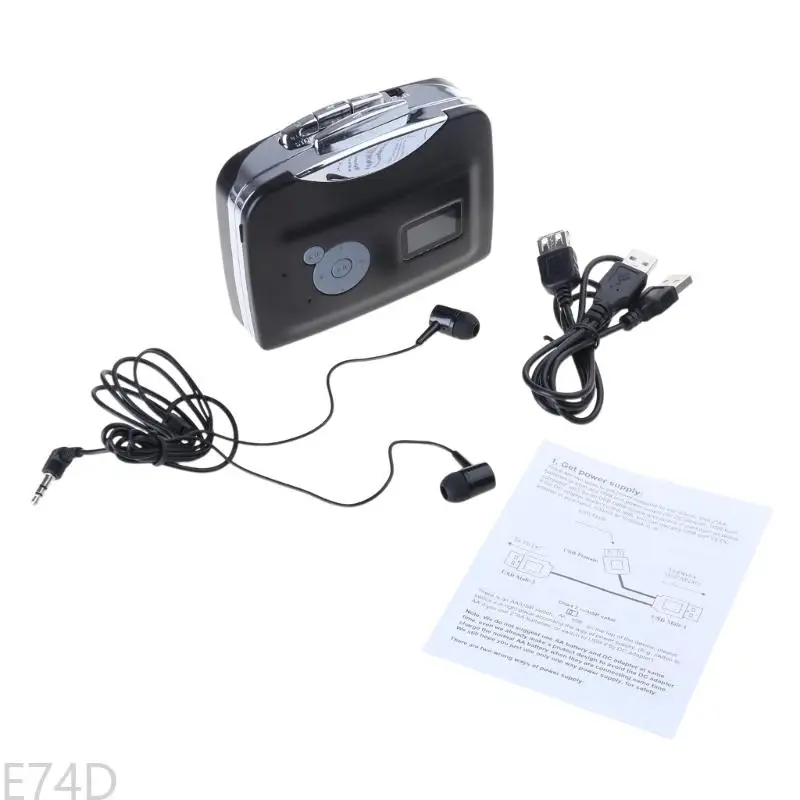 E74D Portable USB Cassette To MP3 for iPod Converter for W/ Analog MP3 Audio Recorder