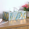 Nordic Marbling Leather Tissue Boxs Living Room Bedroom Desktop Tissue Holder Bathroom Draw Paper Storage Box Home Decoration 1