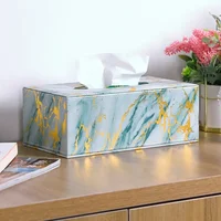Nordic Marbling Leather Tissue Boxs Living Room Bedroom Desktop Tissue Holder Bathroom Draw Paper Storage Box Home Decoration 1