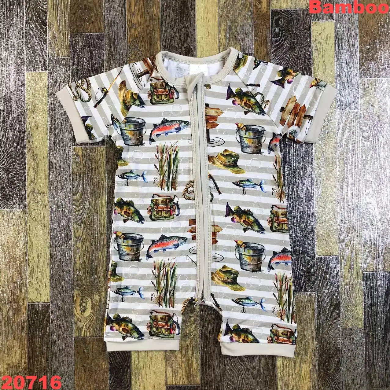 Bamboo romper soft fabric fish print design clothing kids clothes Girl's Summer Cute jumpsuit