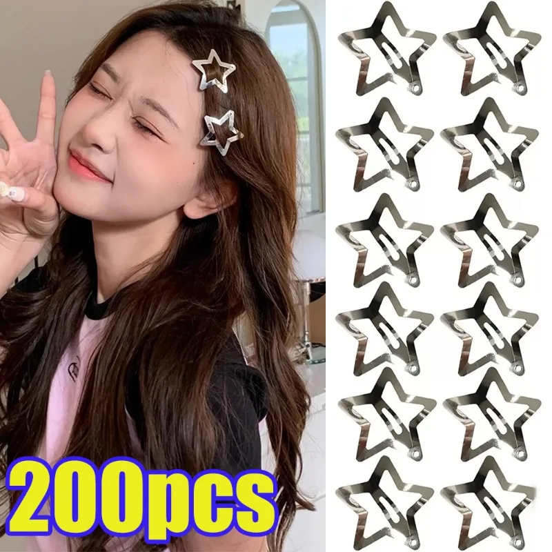 

2/200Pcs Star Hair Clips Women Girls Y2K Silver Color Sweet Metal Hairpins Daily Dating Simple Hair Clips Fashion Hair Accessory