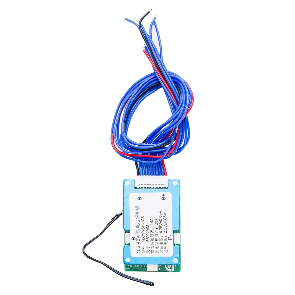 BMS 10S 36V 14A, для литий-ионного аккумулятора 3,7 V, со сбалансированным зарядом, температурной защитой NTC, общим/разделенным портом 2-в-1, 66*40*9 мм