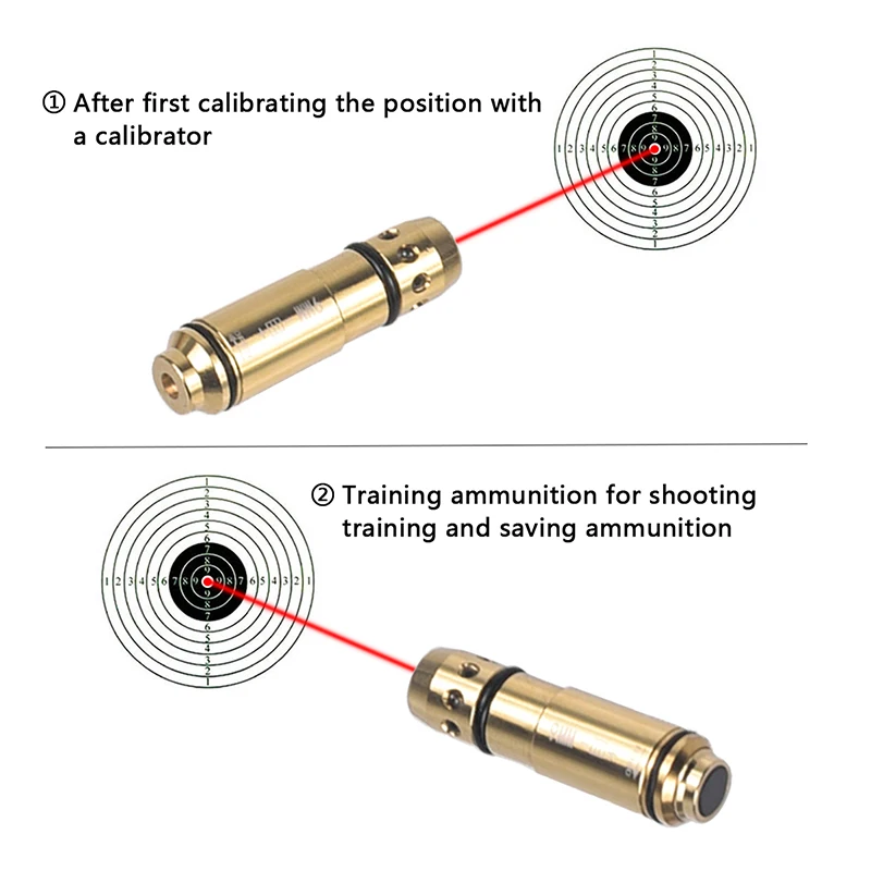 Tactical 9mm/380ACP/38SPL/40S&W/223Rem/45ACP Red Dot Laser Training Bullet Dry Fire Laser Trainer Cartridge