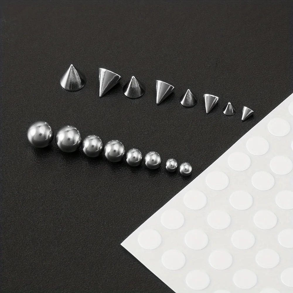 Sticker Fake Piercing Eyebow Non-Piercing Belly Nose Ring Lip Stud Earring Dermal Anchor Top body jewelry 1set