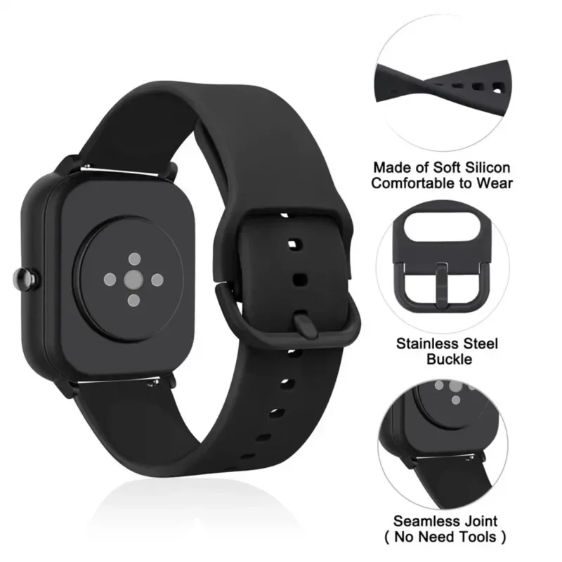 Sport Silicone Watch Band Bracelet, Adjustable 20mm/22mm Strap,