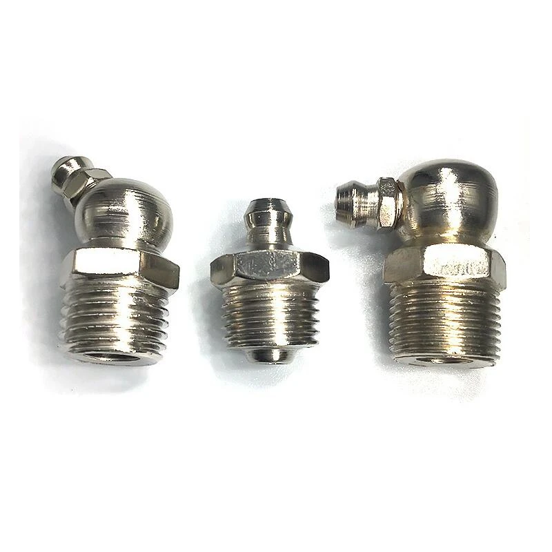 Grease Nipple Fitting Iron Nickel Plated Metric Imperial Male Thread Straight Elbow Type for Grease Gun