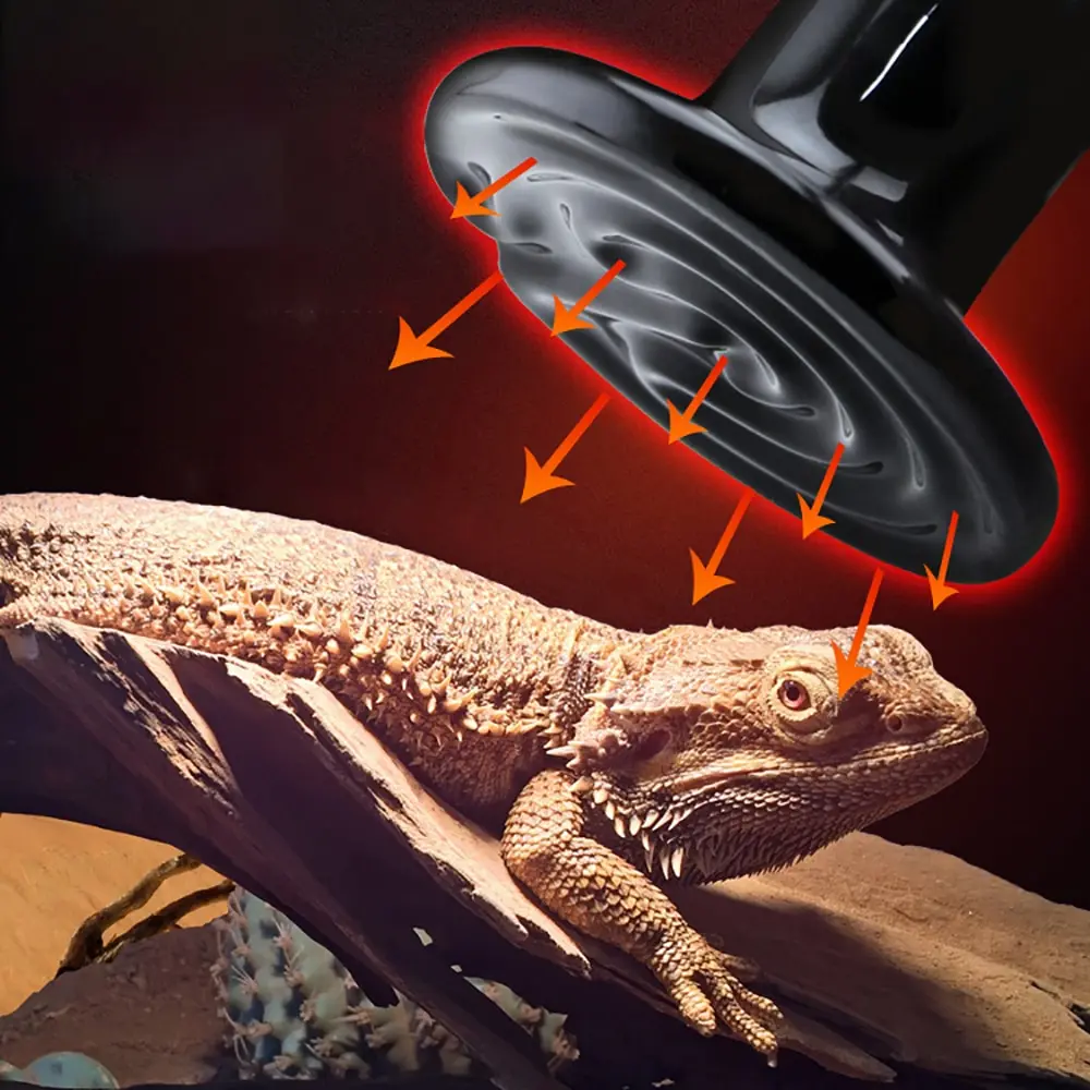 25/200W Far Infrared Heating Lamp Black Ceramic E27 Pet Warmer Bulb Brooder  Chickens Tortoise Lizard Mini Reptile Light