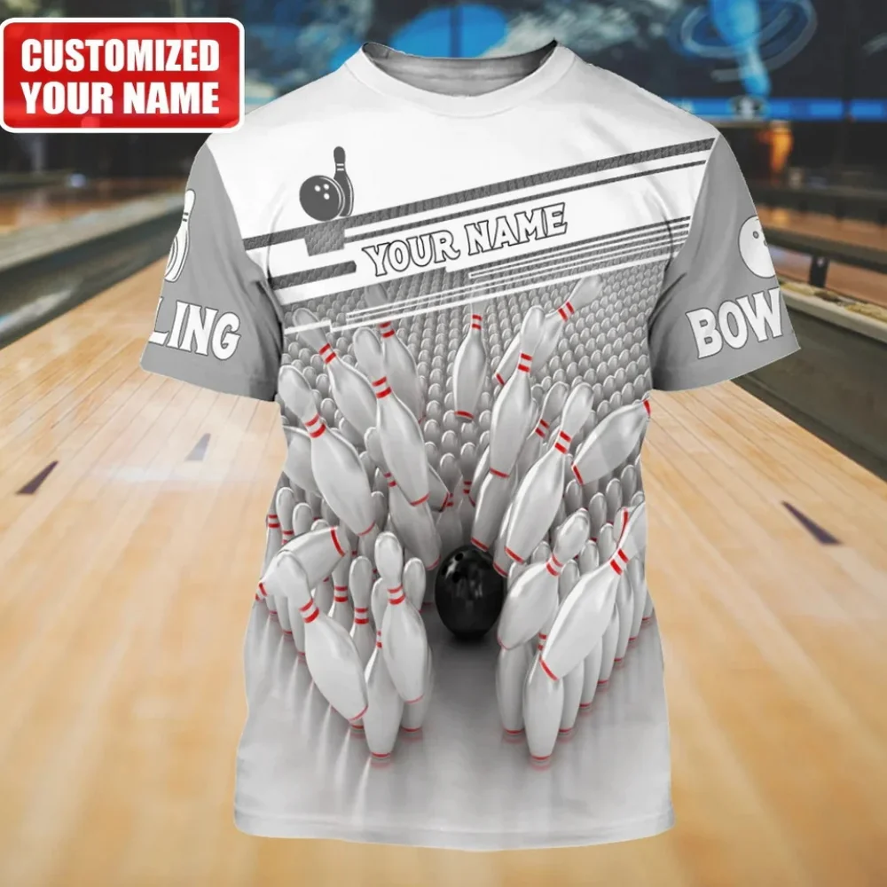 T-shirt imprimé boule de bowling pour hommes, survêtements d'extérieur à la mode, tendance de la rue, manches courtes, col rond, été
