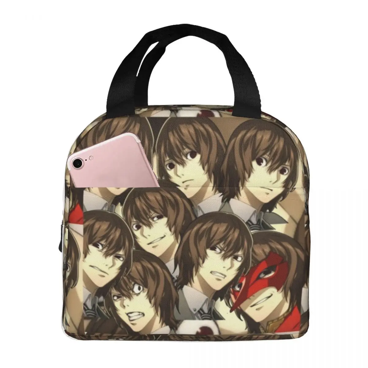 

Many Faces Of Goro Akechi Lunch Bags Bento Box Portable Lunch Tote Leakproof Picnic Bag Cooler Thermal Bag for Woman Girl School