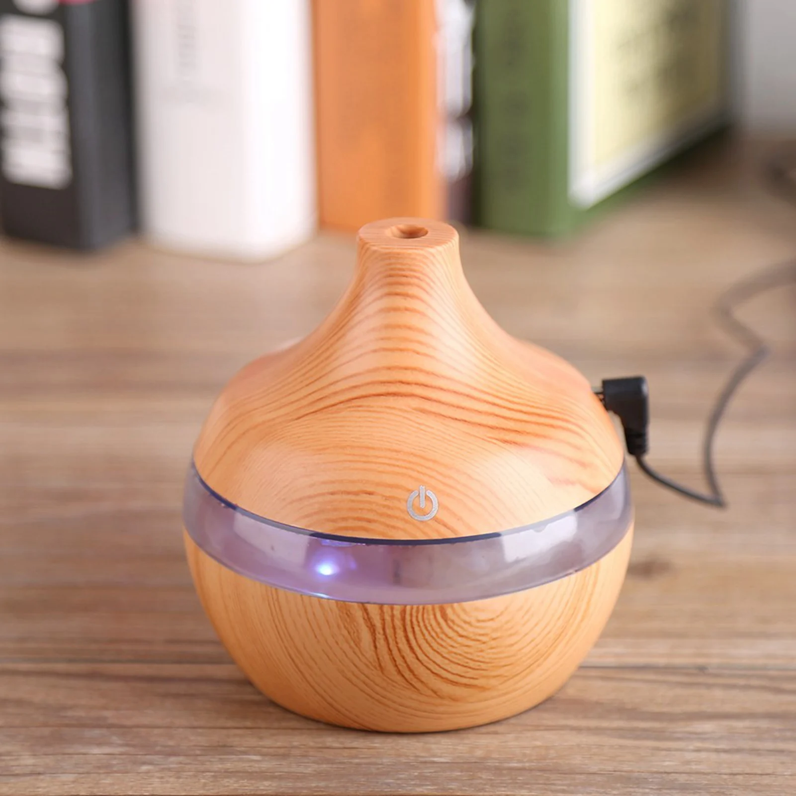 300ml Air Purifier Humidifier LED Touch Humidifier USB LED Touch Wood Grain Air Humidifier Purifier Oil Diffuser 5