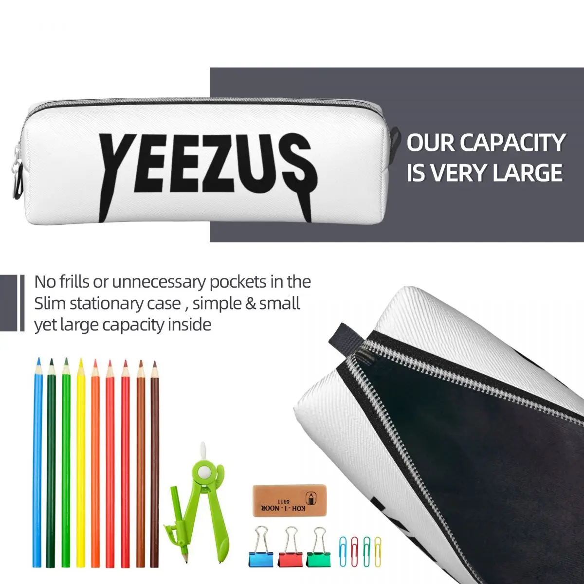Fun Kanye Ye Pencil Cases Pencilcases Pen for Girl Boy Large Storage Bags Students School Zipper Accessories