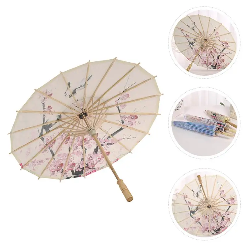 1pc Vintage Chinese Style Umbrella Photography Props Oil Paper Umbrella Bamboo Dance Performance Decorative Flower 56cm