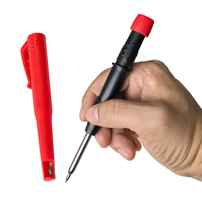 5 Colors 2.8mm Woodworking Mechanical Pencil Comes with Pencil Cap Pencil Sharpener 2B Lead Solid Deep Hole Marking Pen 2