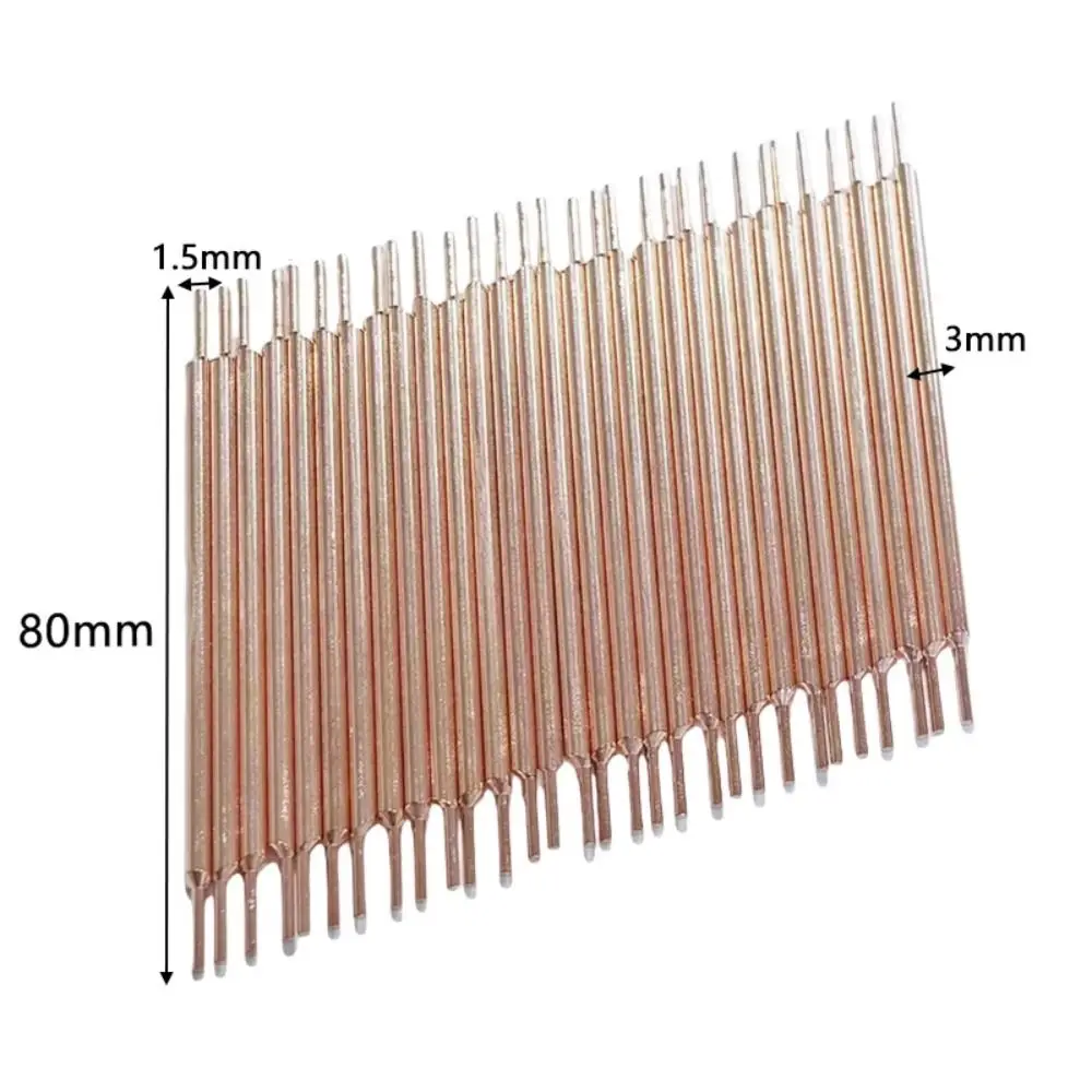 3x80x1.5mm 스폿 용접 바늘 부드러워짐 방지 알루미늄 산화물 구리 스폿 용접기 용접 핀 내식성 내마모성