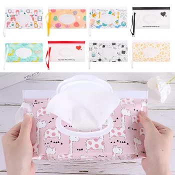 Cute EVA Baby Wet Wipe Pouch Wipes Holder Case Flip Cover Snap-Strap riutilizzabile riutilizzabile Wet Wipe Bag Outdoor Home Tissue Box