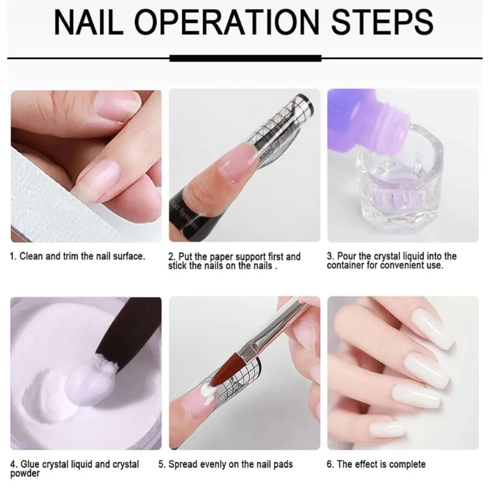 10g/bottle Professional Acrylic Powder Clear White Pink Crystal Powder for Manicure Extension 3D Nail Art Acrylic Polymer