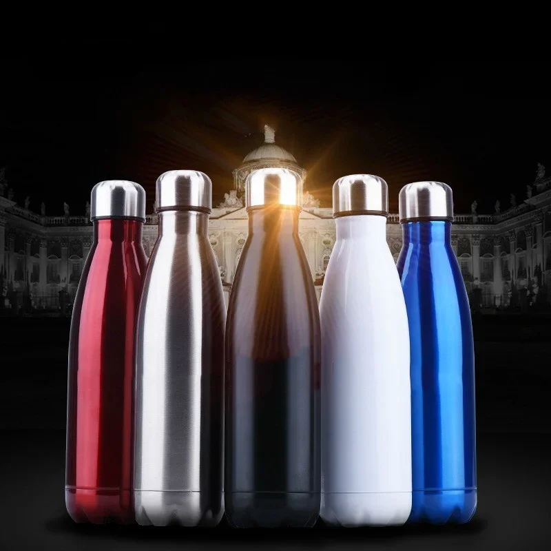 BPA 프리 스테인레스 스틸 물병, 콜라 맥주 보온병, 스포츠 병, 이중 벽 절연 진공 플라스크, 500ml