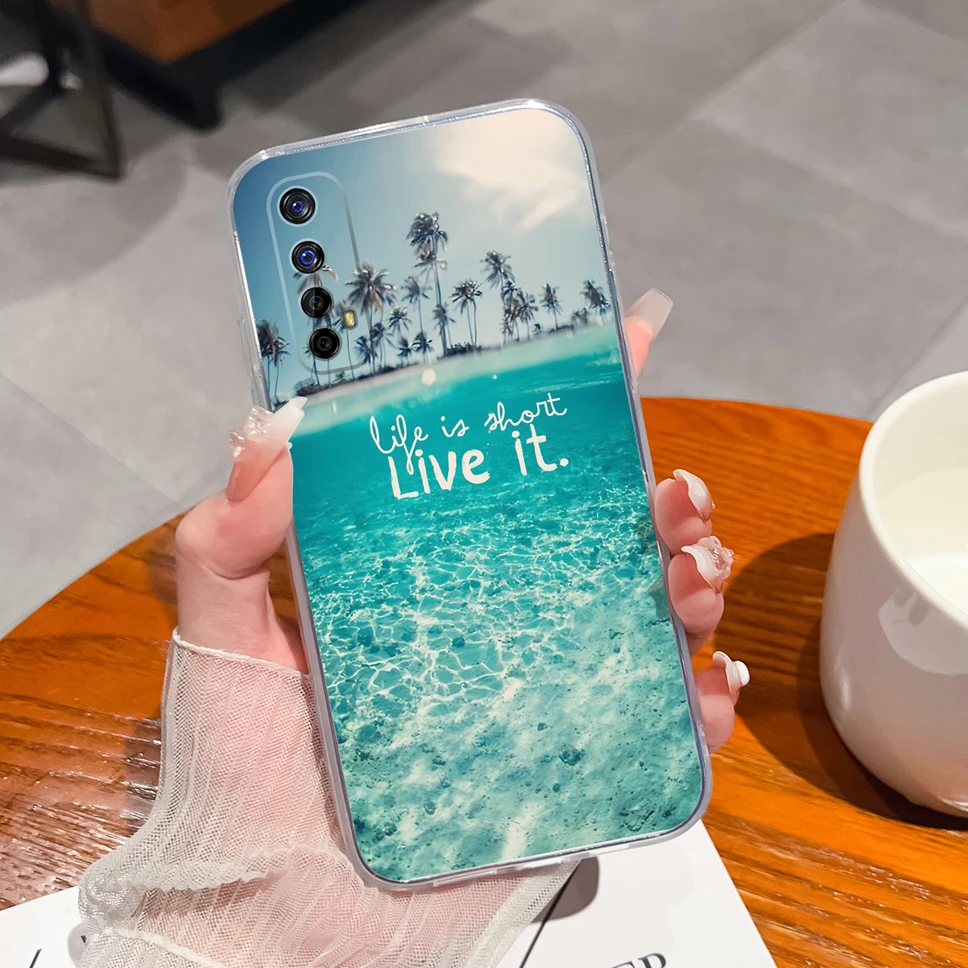 Gradient Flowers Pattern Soft Clear TPU Silicone Phone Case