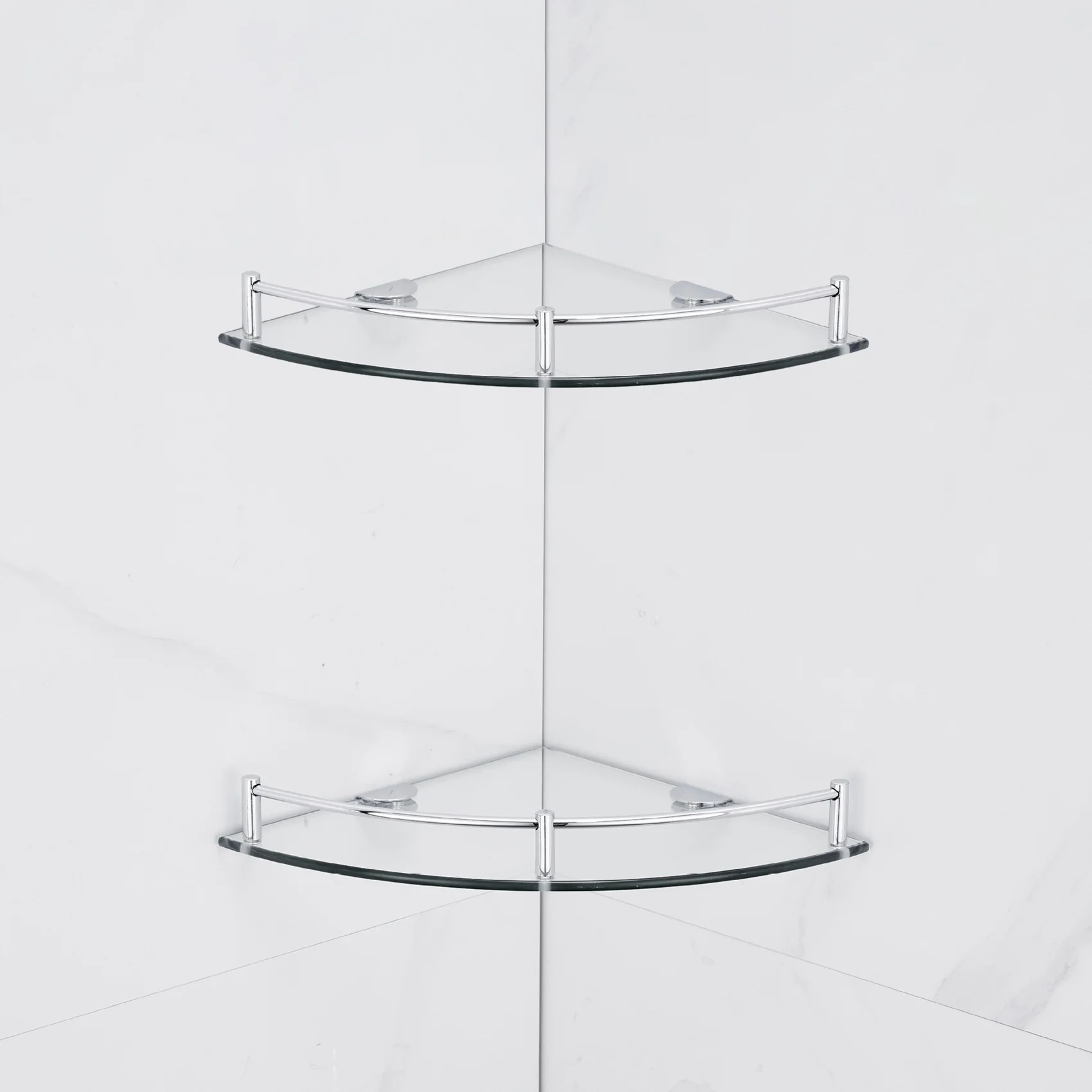 Bathroom Shelves, 2-Tier Bathroom Glass Corner Shelf Wall Mounted ,Tempered Glass Shelf for Storing Shower Gel/Soap-C 4