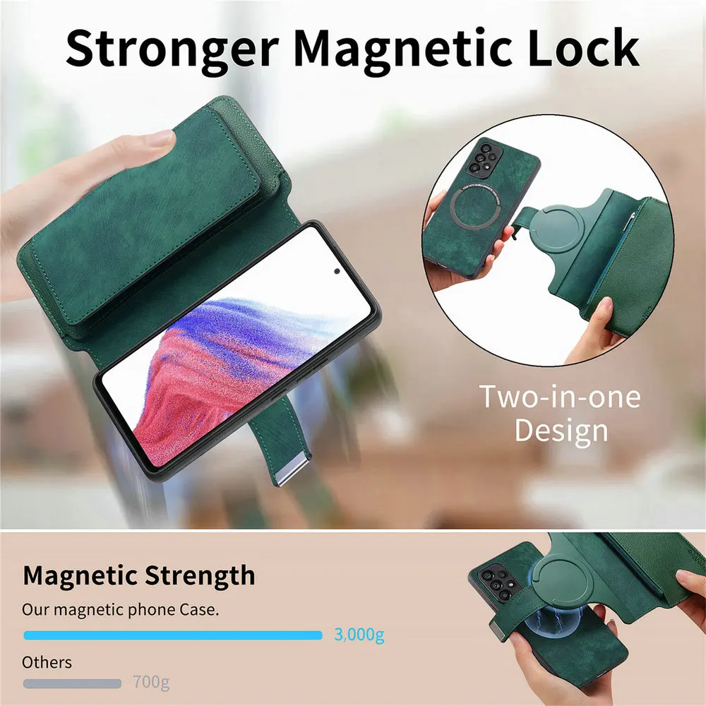 Luxury RFID Leather Card Holder Detachable Zipper Wallet Flip Cover Case