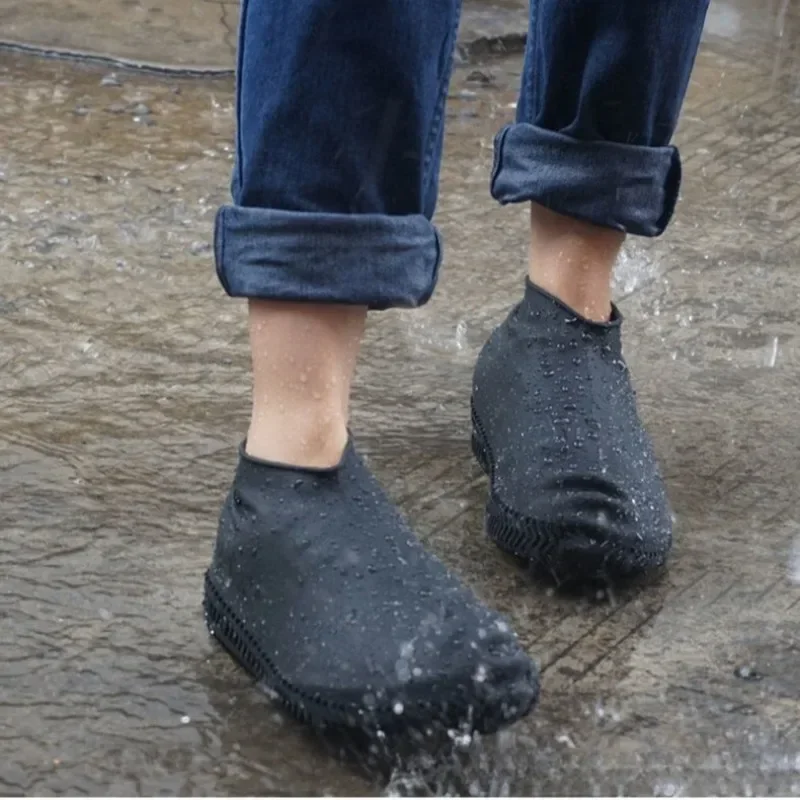 Reusable Waterproof Rain Shoes Covers Slip-resistant Rubber Rain Boot Overshoes Anti-friction Outdoor Walking Shoes Accessories shoe covers