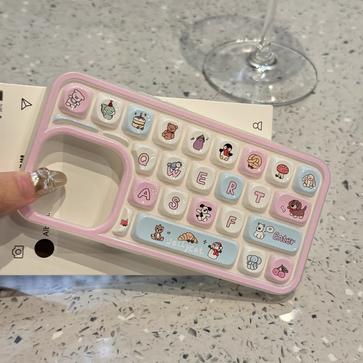 Cartoon Penguin Creative Transparent 3D Keyboard Soft Phone Case
