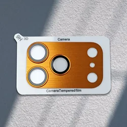 Premium 9H HD Armor Camera Lens Protector with Aluminum Ring and Tempered Glass Film - iPhone 17 Pro Max (Orange)