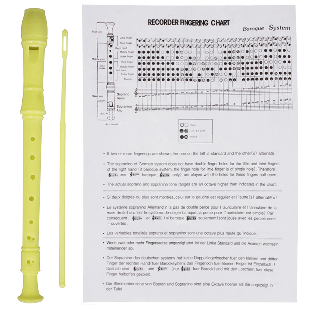 6/8 Hole Long Flute Clarinet ABS Musical Instrument Music Education with Cleaning Stick for Children Kids for Beginner