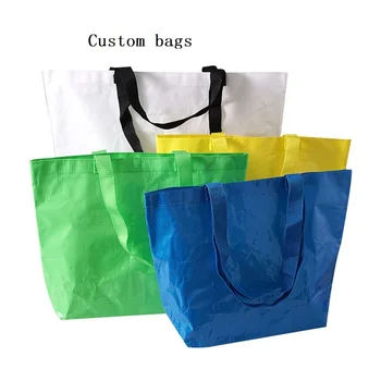 New Arrival 500pcs/Lot High Quality Custom Printing Laminated Recycled PP Woven Shopping Bag For Supermarket