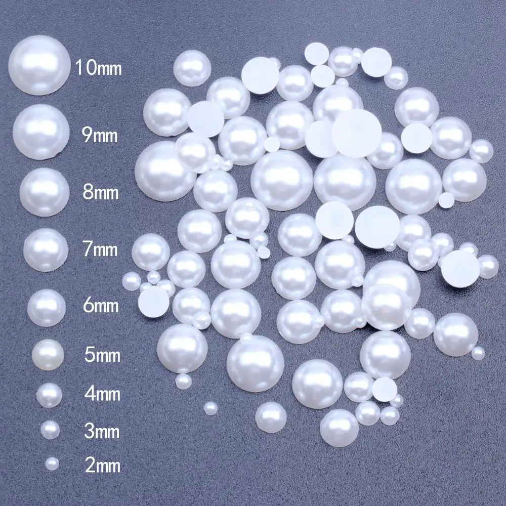 Red-Half Pearls-Flat Back Half Round Pearls-Bead  pearls-2mm-3mm-4mm-5mm-6mm-7mm-8mm-9mm-10mm-Non Hotfix
