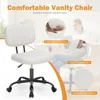 Small Office Desk Chair with Wheels Armless Comfy Computer Chair with Lumbar Support, PU Leather Low Back Adjustable 4